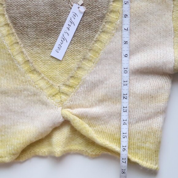 For Love & Lemons Yellow Ombre Gradient Knit Cropped Sweater Long Sleeve Top L - Picture 14 of 16